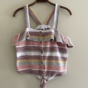 Texture and Thread Madewell Striped Ruffled Tank Top